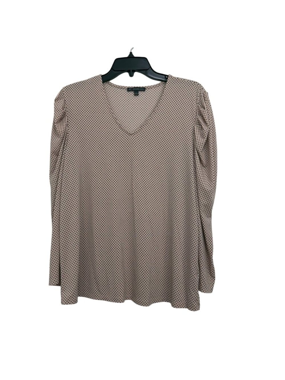 Adrianna Papell Pink/Black Polka Dot 3/4 Sleeve V-Neck Blouse Womens Size Large